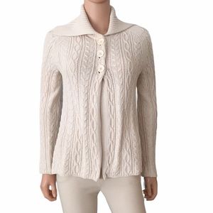 Vintage Jeanne Pierre cream chunky cotton cable cardigan